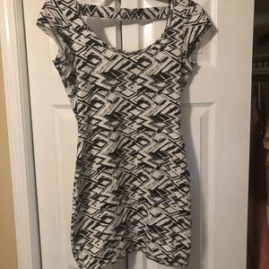 Black and white strappy back body con mini dress